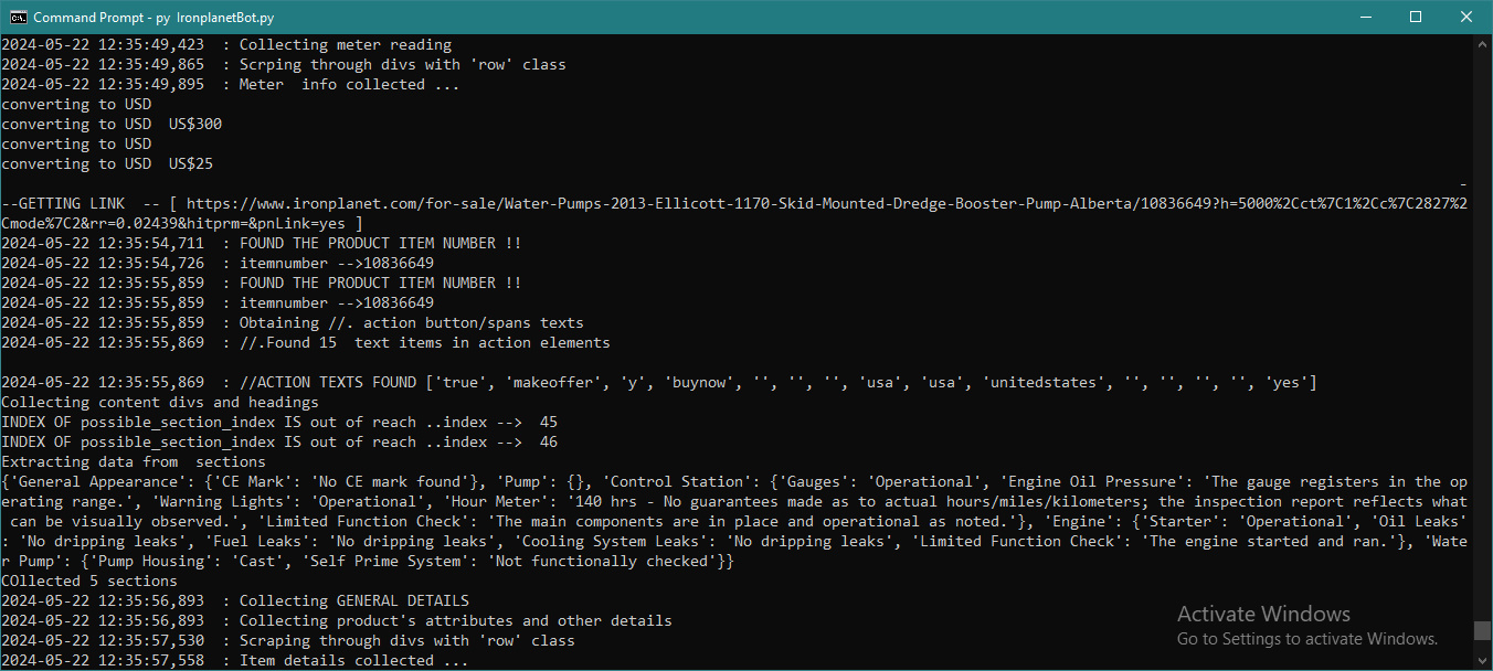 Screenshot of Ironplanet bot